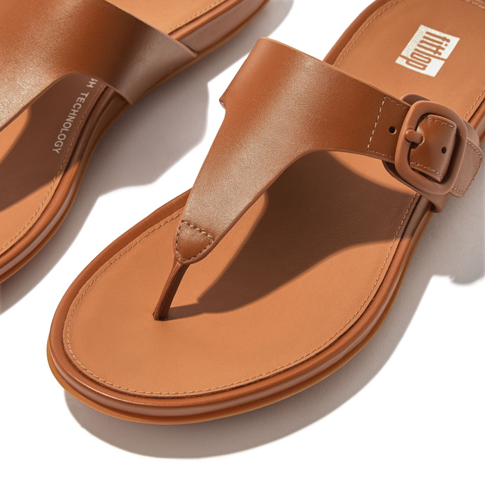 FITFLOP GRACIE RUBBER-BUCKLE LEATHER TOE-POST SANDALS