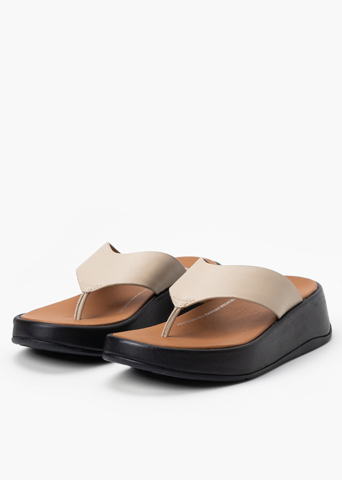 FITFLOP F-MODE LEATHER FLATFORM TOE-POST SANDALS