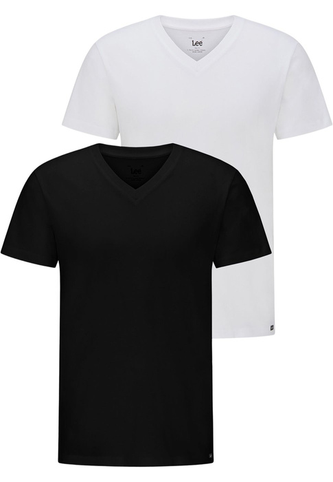 LEE TWIN PACK V NECK BLACK WHITE 