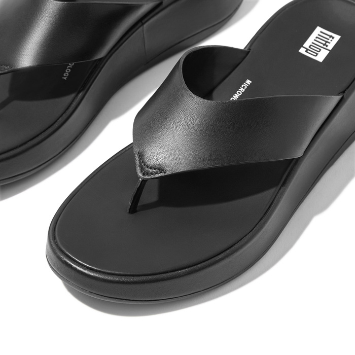 FITFLOP F-MODE LEATHER FLATFORM TOE-POST SANDALS
